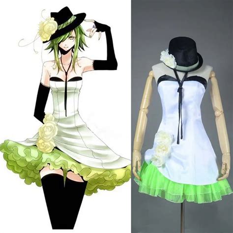 Vocaloid Megpoid Gumi Anime Cosplay Costume Women White Mixed Green