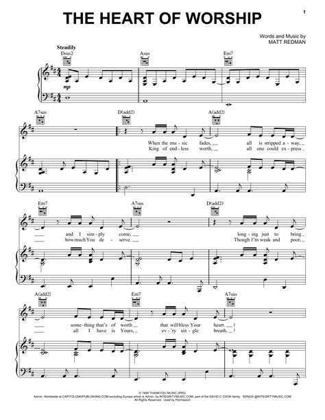 The Heart Of Worship Sheet Music Matt Redman Piano Vocal And Guitar