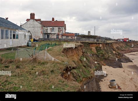 Effects Of Coastal Erosion On The North Norfolk Coast Uk Stock Photo