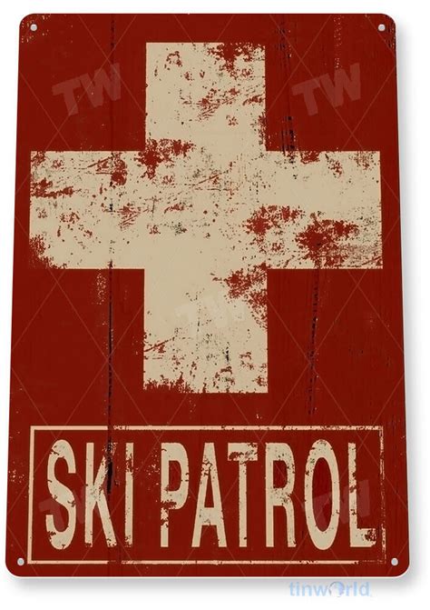 Tin Sign Ski Patrol Skiing Slopes Diamond Resort Lodge Metal Sign Decor