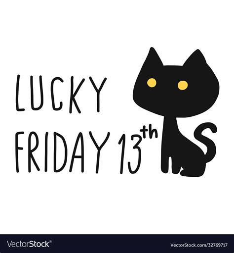 Lucky Friday 13th Black Cat Cartoon Royalty Free Vector