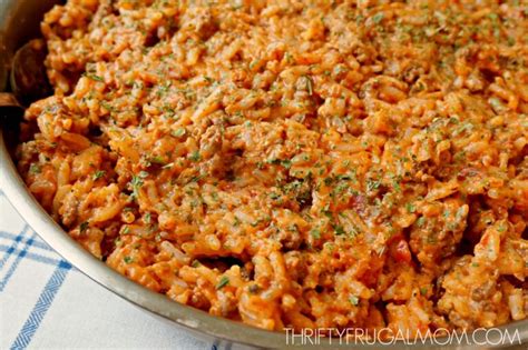 Super Easy Ground Beef And Rice Skillet Thrifty Frugal Mom