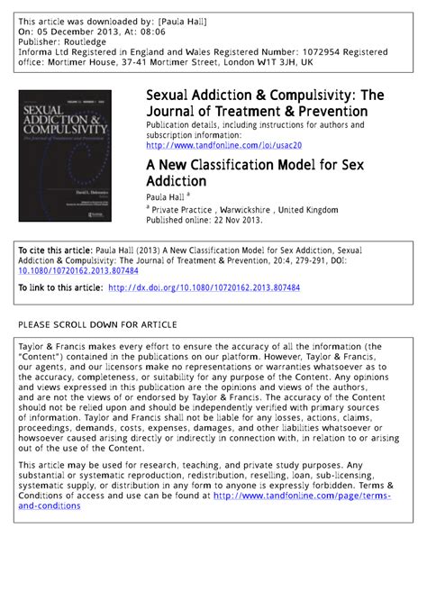 Pdf A New Classification Model For Sex Addiction