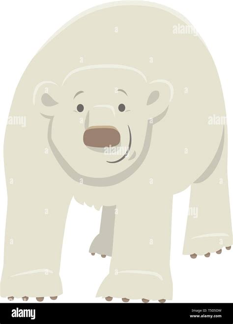 Cartoon Illustration Of Funny Polar Bear Wild Animal Character Stock