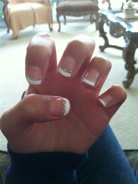 French Manicure With Silver Line Silver Line Simple Nails Manicure