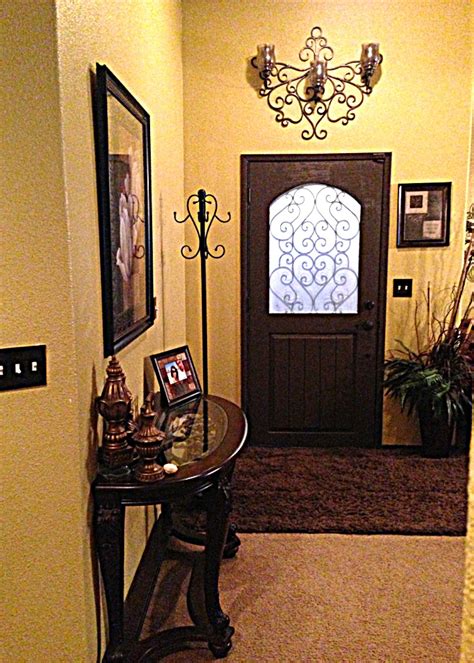 Iron Decor Dark Brown Interior Door With Yellow Walls Hall Decor
