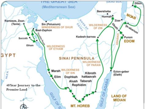 Map Of The Israelites Journey From Egypt To The Promised Land