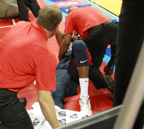 Paul george was taken off the court on a stretcher in 2014 after sustaining an open fracture of the tibia and fibula in his right leg during a game with the in george's case, despite the insistence afterward from the game's organizers that conditions had been safe, there was considerable discussion that an. Paul George suffers broken leg during Team USA scrimmage | NBA | Sporting News