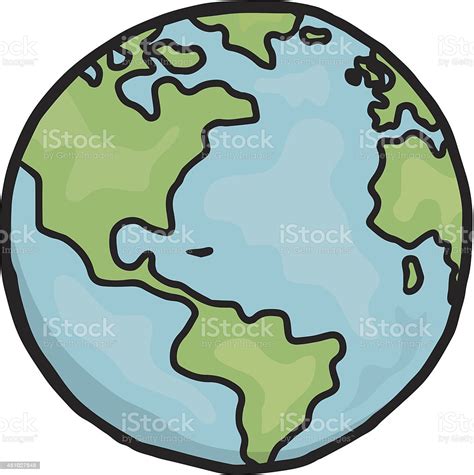 Drawing Of Planet Earth In Cartoon Form Stock Illustration