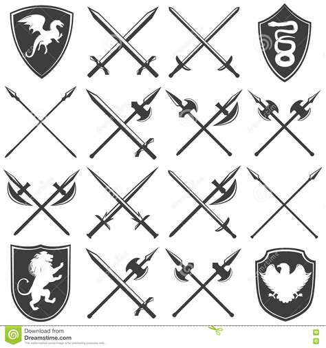 Heraldic Armory Graphic Icons Set Stock Vector Illustration Of