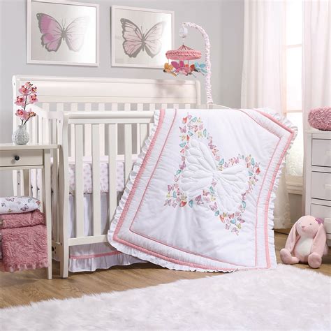 The Peanutshell Butterfly Crib Bedding Set For Baby Girls