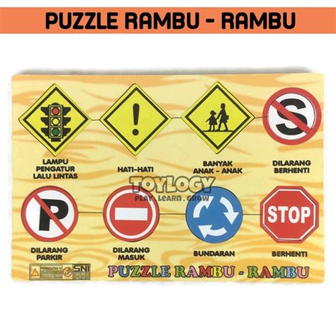 Jual Mainan Edukasi Anak Puzzle Kayu Gambar Rambu Rambu Lalu Lintas