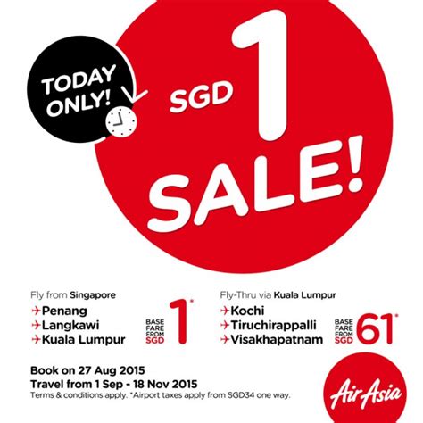 Find some of the best airasia flight ticket offers to top destinations here. AirAsia $1 base fare promotion