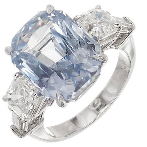 Peter Suchy 1325 Carat Light Blue Sapphire Diamond Platinum Engagement