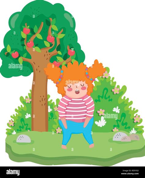 Little Chubby Girl In The Landscape Stock Vector Image And Art Alamy