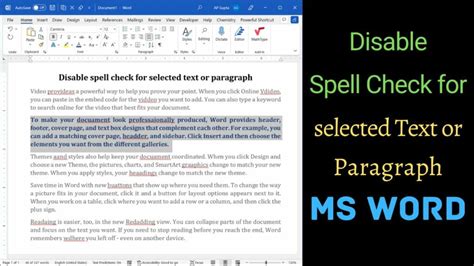 Disable Spell Check For Paragraph Or Text In Ms Word 2022