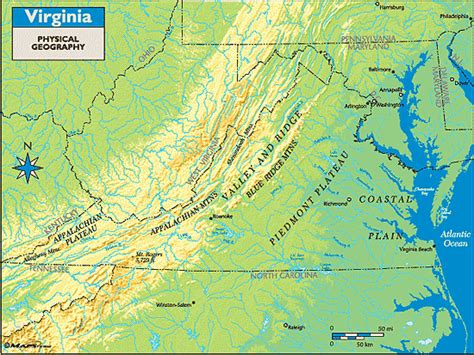 Virginia Physical Geography Map By From