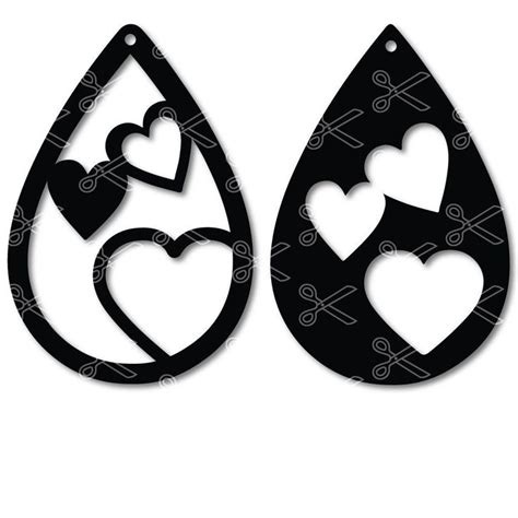 Download Heart Tear Drop Earrings Svg And Dxf And Use It To Your Diy