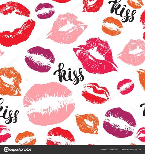 Print Kisses Lips Pattern Stock Vector By ©ola Ola 139455120