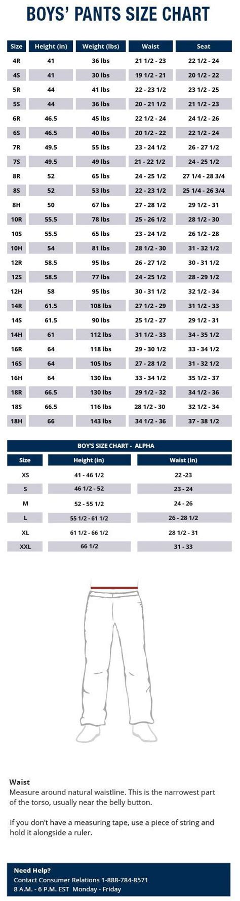 regular jeans size chart