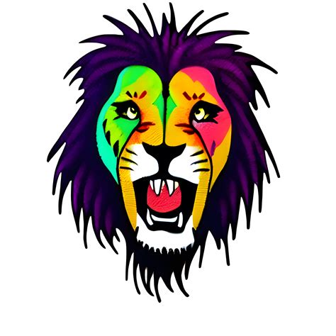 Colorful Lions Head Logo Lions Face Sticker Modern Pop Art Style