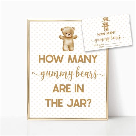How Many Gummy Bears Guessing Game For Baby Shower Sign And Etsy