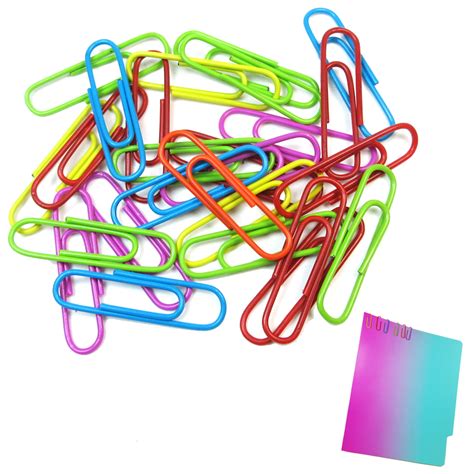 200 Paper Clips 33mm Vinyl Coated Assorted Colors Crafts Home School