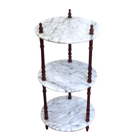 Mid-Century 3-Tier Marble Table Plant Stand | Marble table, Marble end tables, Table