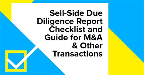 Sell Side Due Diligence Report Checklist And Guide For Manda And Other