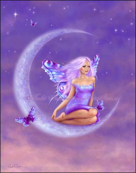A Fairy Sitting On The Moon With Butterflies Around Her