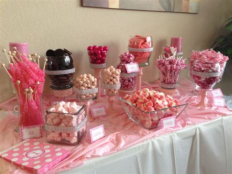Pretty In Pink Candy Bar All Pink Candies Candy Bar Birthday Birthday Snacks Sleepover