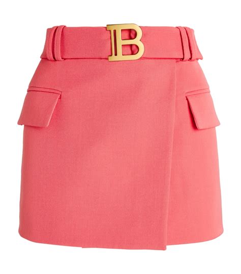 Womens Balmain Pink Belted Mini Skirt Harrods Uk