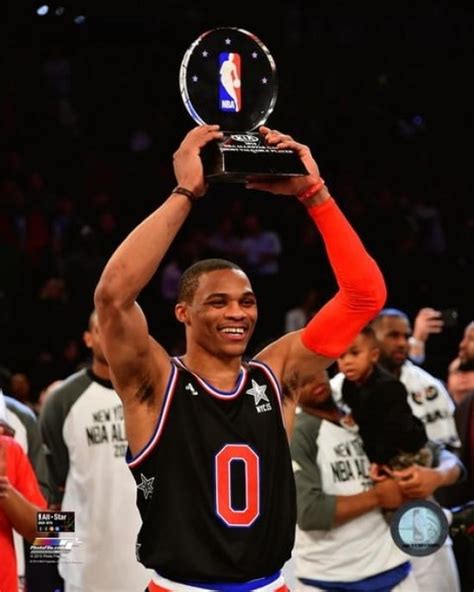 Russell Westbrook With The 2015 Nba All Star Game Mvp Trophy Photo