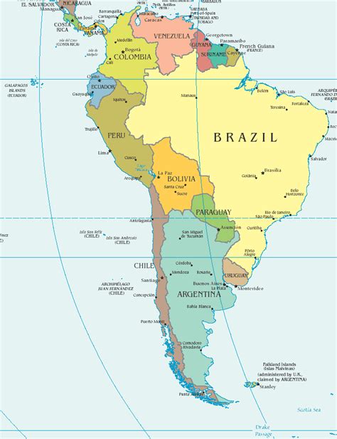 Map Of South America Countries And Capitals