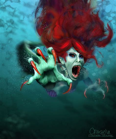 Little Mermaid By Crimsella On Deviantart Scary Mermaid Mermaid Art