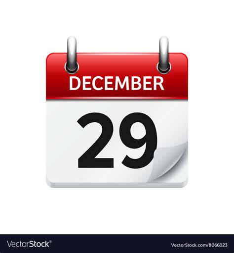 December 29 Flat Daily Calendar Icon Royalty Free Vector
