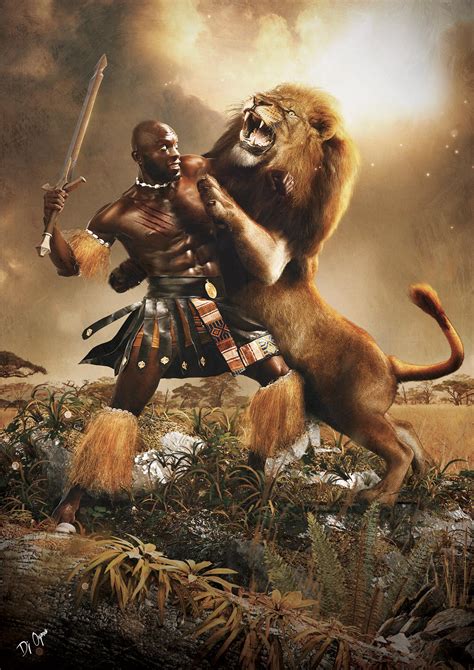 Lion Slayer African Warrior Vs Lion Behance