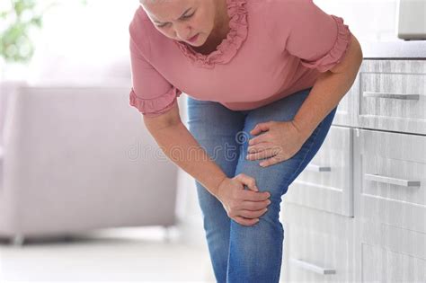 Senior Woman Suffering From Knee Pain Stock Image Image Of Health
