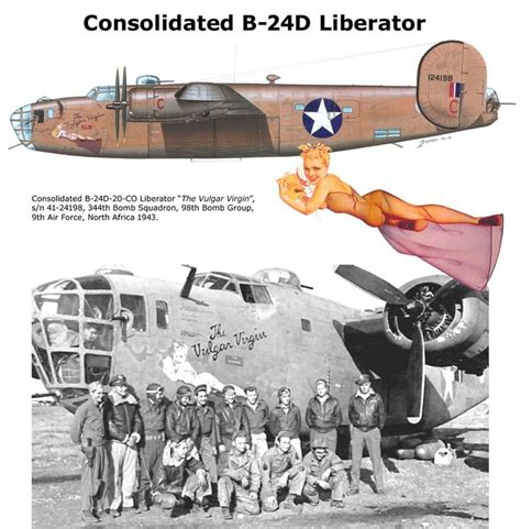 B 24d Liberator Aircraft Art Wwii Bomber Nose Art