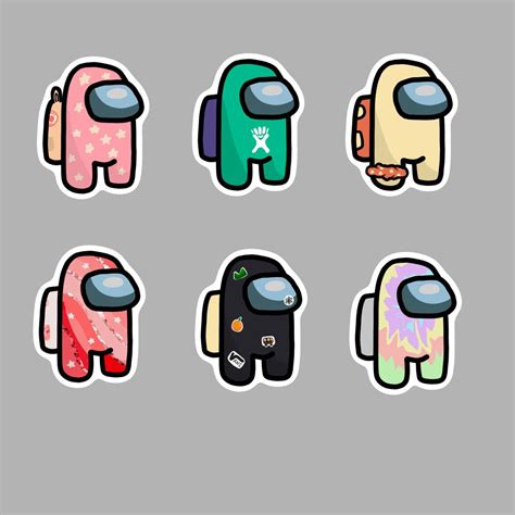 Among Us Custom Vsco Girl Characters Stickers Preppy Stickers Cute