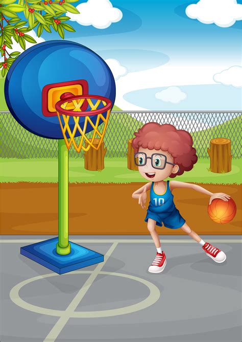 A Boy Playing Basketball 521278 Vector Art At Vecteezy