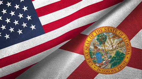 Florida State And United States Two Flags Together Realations Textile