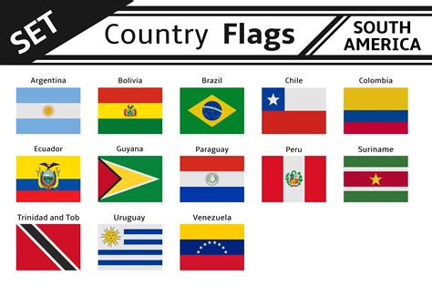 Set Countries Flags South America Illustrations Creative Market