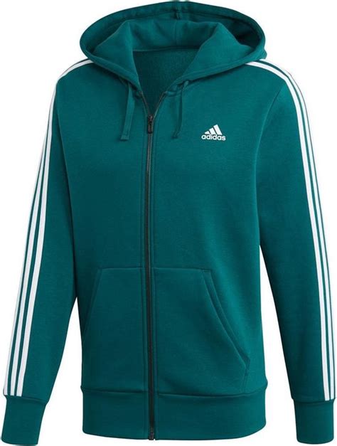 Adidas Essentials 3s Fullzip Hoody Sportvest Heren Noble Greenwhite
