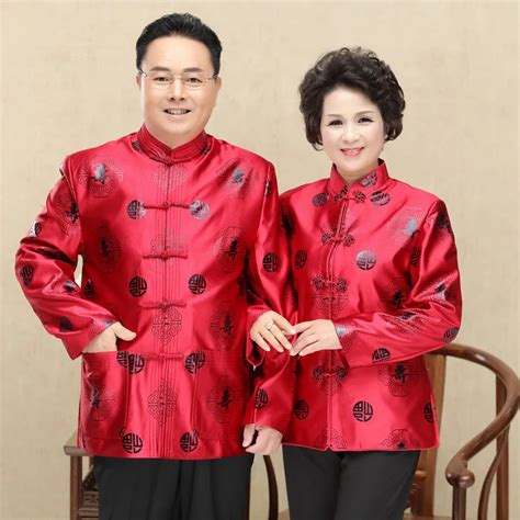 Chinese Red Men Tang Uniform Long Sleeve Autumn Rayon Chinese