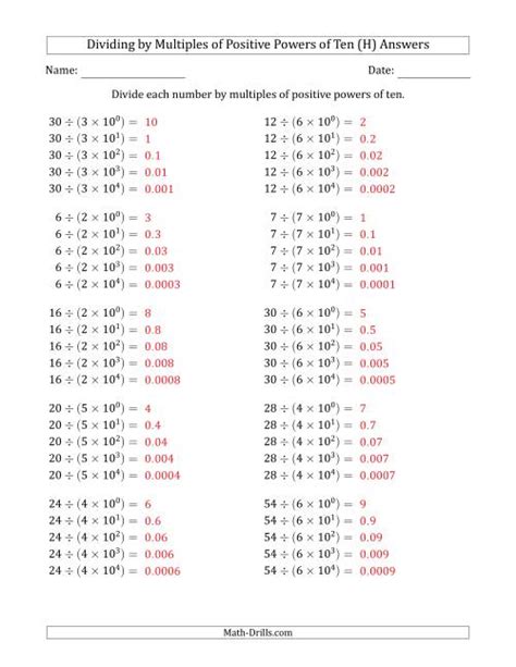 Learning To Divide Numbers Quotients Range 1 To 10 By Multiples Of