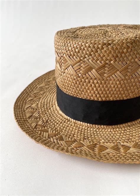 Vintage 1930s Stetson Straw Boater Hat Raleigh Vintage