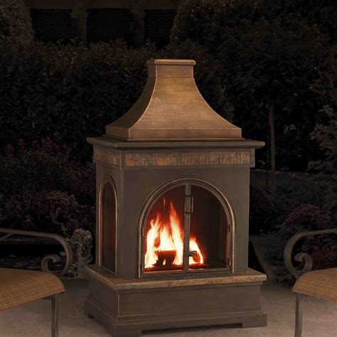 Sunjoy Hardy Slate Steel Wood Burning Outdoor Fireplace And Reviews Wayfair