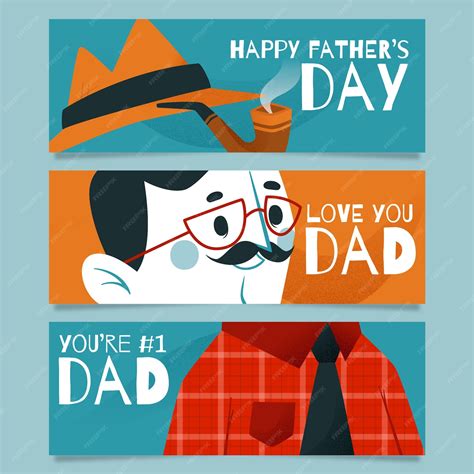 Free Vector Flat Fathers Day Banners