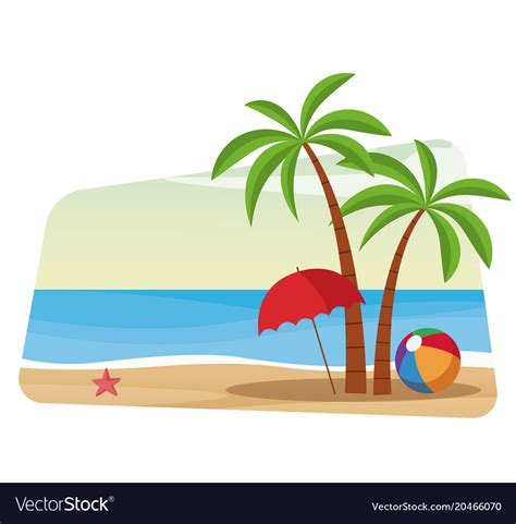 Beautiful Beach Cartoon Royalty Free Vector Image